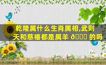 乾隆属什么生肖属相,武则天和慈禧都是属羊 🍁 的吗